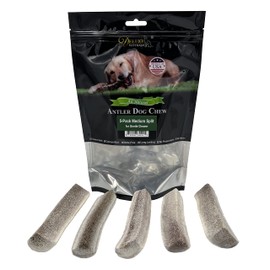 Deluxe Naturals Elk Antler Chews for Dogs | Naturally Shed USA Collected Elk Antlers | All Natural A-Grade Premium Elk Antler Dog Chews | Product of USA, 5-Pack Medium Split