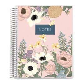Erin Condren 8.5" x 11” Dot Grid Spiral Notebook, 5mm Dotted Layout with 80 Lb. Paper, Bouquet Cover, 160 Dot Grid Notebook Pages, Platinum Coil, Stickers Included