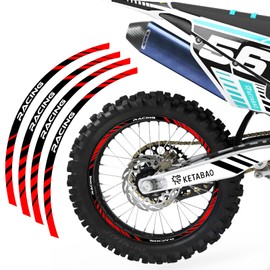 KETABAO Dirt Bike Rim Tape P02 Decals Stickers Protector 21 19 inch Compatible with KXF 250 KX250F KXF 450 KX450F (Red)
