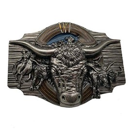 Xwest Longhorn Cowboy Cowgirl Bull Rodeo Western Texas Belt Buckle