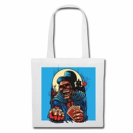 Reifen-Markt Tasche Umhängetasche CASINO SKULL BIKERSHIRT GOTHIC BIKE CLUB MC MOTORCYCLE CHOPPER CUSTOM MOTORRAD MOTORRADTREFFEN CLUB TREFFEN Einkaufstasche Schulbeutel Turnbeutel in Weiß