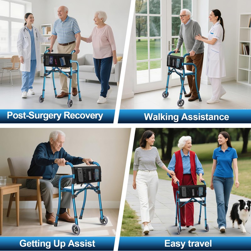 Walkers for Seniors with Seat, Lightweight Folding Space Saver Mobility