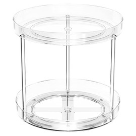 Relota Spice Rack Rotating 2 Tiers, Turntable Kitchen Organiser Small Thick Transparent PET Turntable Organiser Spice Carousel Rotating for Spice Jars, Herbs and Spice Bottles