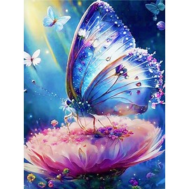 Meecaa Cross Stitch Kits 11 Count Embossed Butterfly Flower Embroidery Kit with Accessories Pre-Printed (40x50cm) (Butterfly)