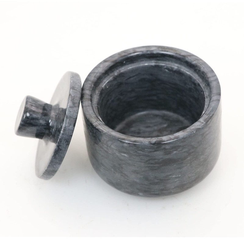 Marble Salt Cellars, Black Salt box With Cover, Salt Holder