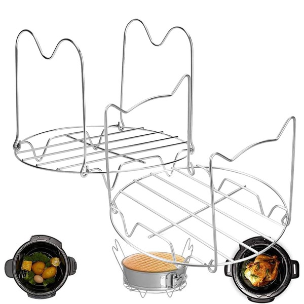 2 Pcs Steamer Rack Trivet with Handles Compatible with Instant