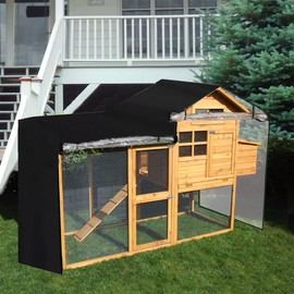J&C Hutch House Double Decker Hutch Cover Black Dust-Proof Outdoor Double Bunny Rabbit Hutch Cage Cover Full Protection for Outside Guinea Pig Cage 4FT(no Hutch, 180x52x86cm)