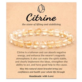 AYNKH Pearl Bracelets, Citrine Bracelet, Natural Stone Healing Crystal Bracelet for Men and Women, 8 mm Crystal Stretch, Adjustable, Anxiety Bracelet, Jewellery Gifts, Stone