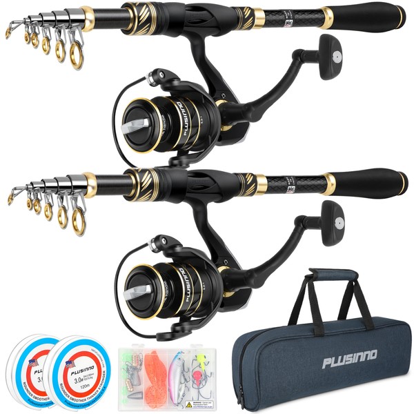 PLUSINNO Fishing Pole, Fishing Rod and Reel Combo,Telescopic Fishing Rod