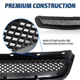 Kspeed Front Bumper Grille Fit 1996 1997 1998 for Civic CX/DX/EX/LX/HX,ABS Plastic Type-R Black Mesh Front Upper Grill Guard Replacement Part