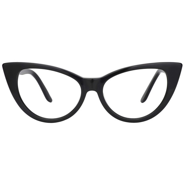 Zeelool Vintage Acetate Cat Eye Glasses Frame with Non-prescription Clear Lens for Women Marilyn FP0049-01 Black