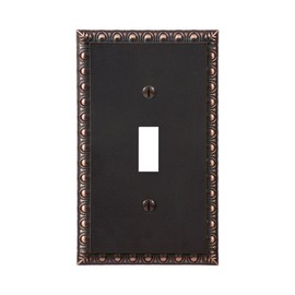 Amerelle Egg & Dart Single Toggle Cast Metal Wallplate in Aged Bronze