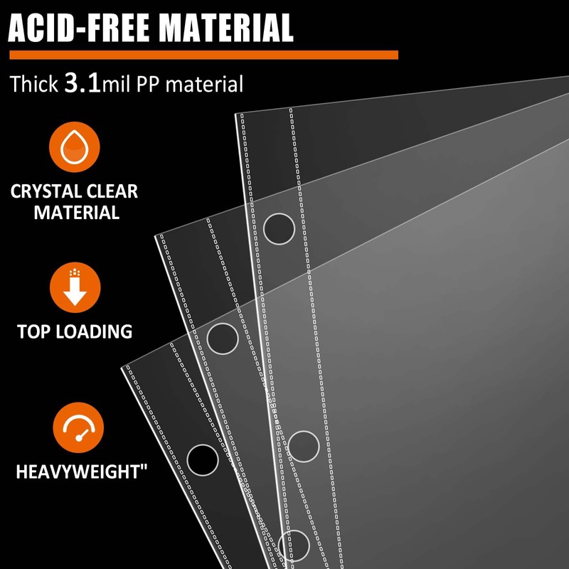 Jumbo Card Sleeves Big Card Protector Sleeves for 3 Ring