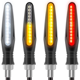 Kinstecks [New Version] 4PCS Motorcycle Indicators Flowing Turn Signal Lights Motorbike Turning Indicators Daytime Running Lights Brake Lights 12V for Motorcycle Motorbike