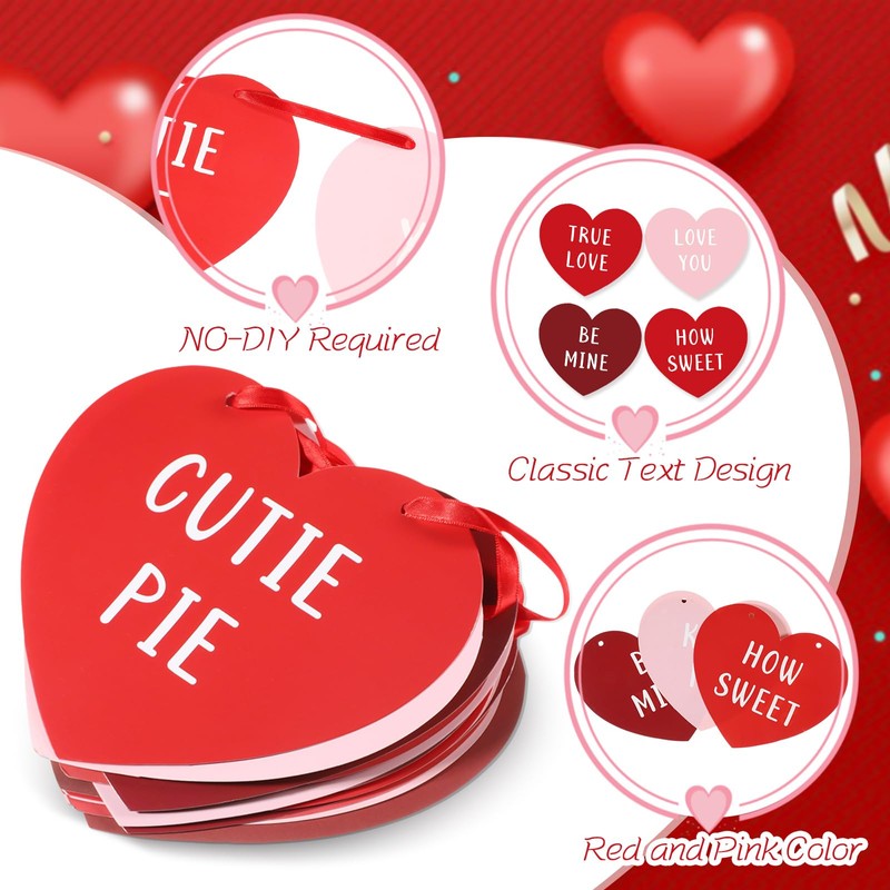 Faccito 5 Sets Red Pink Heart Garland, Valentine's Day Heart