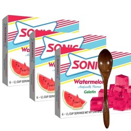 Sønic Watermelon Gelatin Dessert Mix (3-Pack, 3.94 oz Boxes) with Candy Freezer Wooden Spoon (Watermelon Flavor) – Wooden Spoon