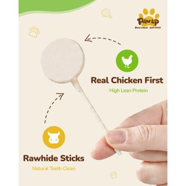 PAWUP Freeze Dried Chicken Dog Treats with Edible Rawhide Stick, 10 Packs