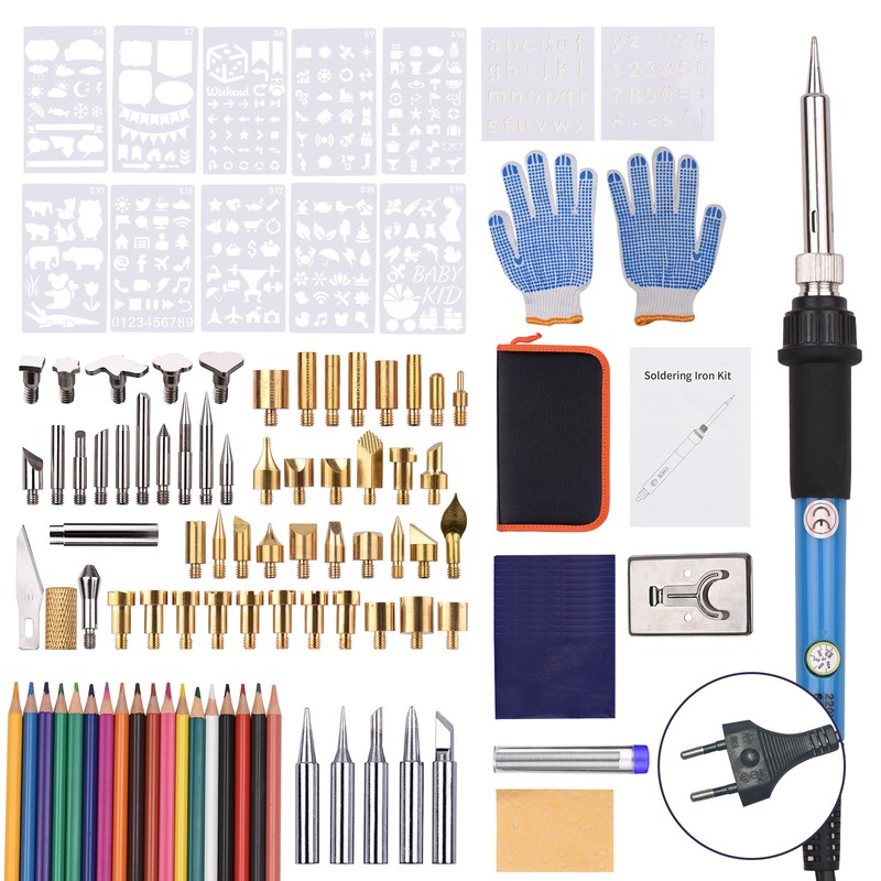 Wood Burning Kit with 105Pcs Soldering Iron Tips Multifunctional Wood