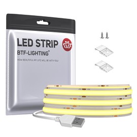 BTF-LIGHTING BTF-LIGHTING FCOB COB USB LED Streifen 1m 320LEDs/m Kaltwei? LED Strip DC5V RA>90 ohne Dimmer Flexibel hohe Dichte fr TV PC Hintergrundbeleuchtung Schlafzimmer DIY Dekoration Inneneinrichtung