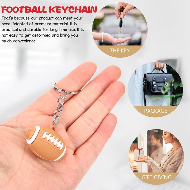 Garneck 16pcs Ball Keychain Soccer Keychain for Boys Rugby Key