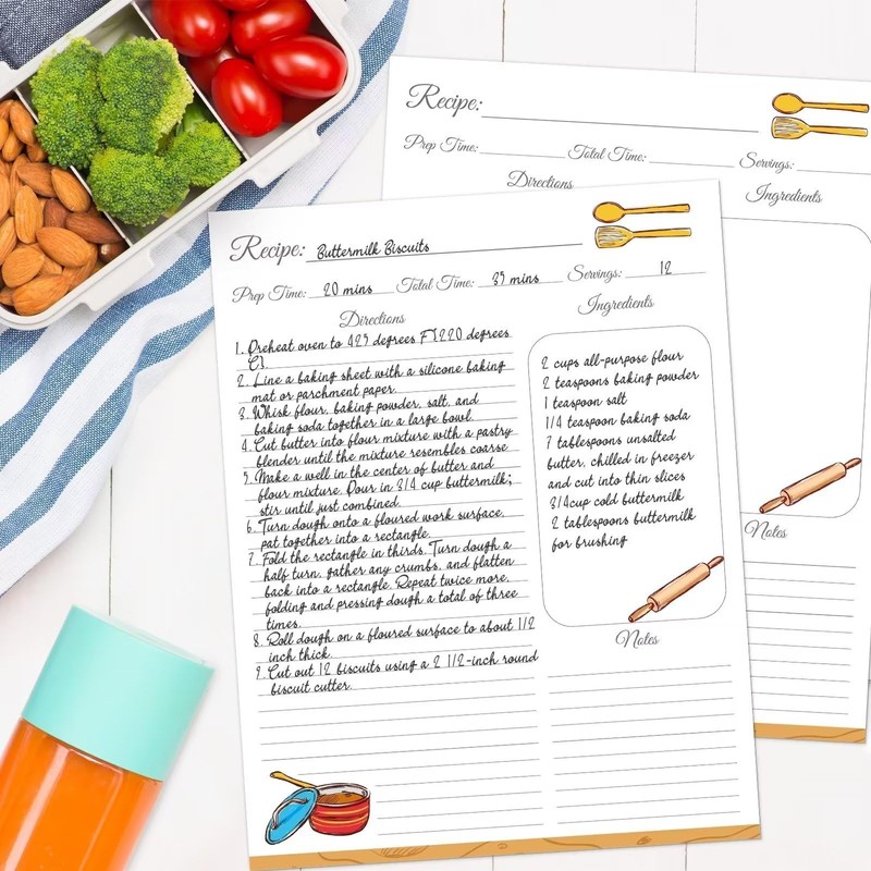 Recipe Binder 8.5x11 3 Ring, Recipe Book to Write in