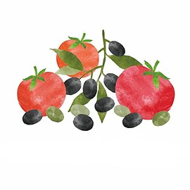 Set of 20 Individual Decoupage Paper Party Napkins Tomatoes & Olives Watercolor Decor Luncheon Beverage Napkin for Birthday, Holiday, Wedding, Cocktail Party