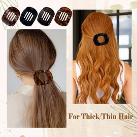 papasgix 4 PCS Flat Hair Clips, Flat Claw Clips for Women, Lay Down Hair Claw Clips French Strong Hold No Slip Grip Hair Claw Clips for Thick Thin Curly Hair (Glossy)