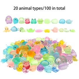 InXqryx Luminous Ocean Mini Resin Animals Variety Pack Figurines 100 Pcs Glow in The Dark Tiny Plastic Animals Sea Creatures Figures to Hide for Miniature Fairy Garden Accessories