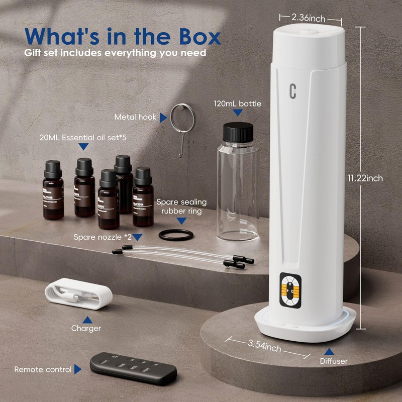 Waterless Scent Diffuser – 1200 Sq Ft Coverage, Essential Oil