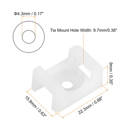 MECCANIXITY 250pcs Cable Tie Base Saddle Type Mount Wire Holder, 0.88"x0.63"x0.35" Wire Clips Organizer Holders Clamps for Electronic Wires, White 0.17" Dia