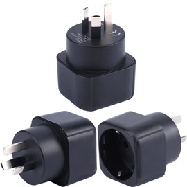 Europe to Australia/New Zealand Plug Adapter, EU Plug Type C/E/F, Fits AU Socket, European/Germany/French Plug to AUS/New Zealand Travel Plug Converter (Pack of 3)
