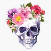 Skull with Floral Crown Bumper Sticker Vinyl Decal 5"