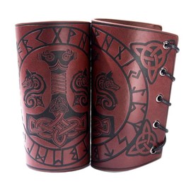 MioCloth Faux Leather Arm Guards Wristband, Medieval Gauntlet Viking Cosplay for Men Women Goth Accessories