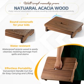 FANATU Wooden Step Stool - One Step, Heavy Duty, Nonslip, Durable (Rich Walnut, 3.5in Height)