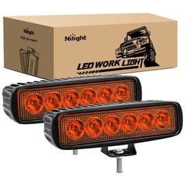 Nilight 6 inch Amber LED Light Bar 2PCS 18W Spot Driving Fog Single Row Off Road Boat Lights Driving Bumper Reverse Lighting for Trucks SUV ATV UTV Golf Cart