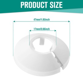 12PCS Radiator Pipe Covers, 15mm Radiator Pipe Collars White, No Glue Needed Easy Fit, Plastic White Radiator Pipe Covers Caps Durable PP Pipe Covers for Diameter Pipe Decoration