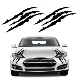 Wevdn 2 PCS Car Claw Mark Stickers, Automotive Vinyl Claw Mark Decals for Hood Headlight, Universal Car Claw Mark Decoration Stickers Fit Cars Trucks SUVs, Car Accessories (Black)