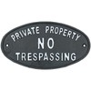 Private Property No Trespassing Cast Iron Sign Plaque Door Wall