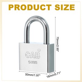 PATIKIL Pin Tumbler Padlock 50mm (2"), Keyed Different Locks Stainless Steel Padlocks Harden Shackle with Keys for Indoor Outdoor Door, Silver