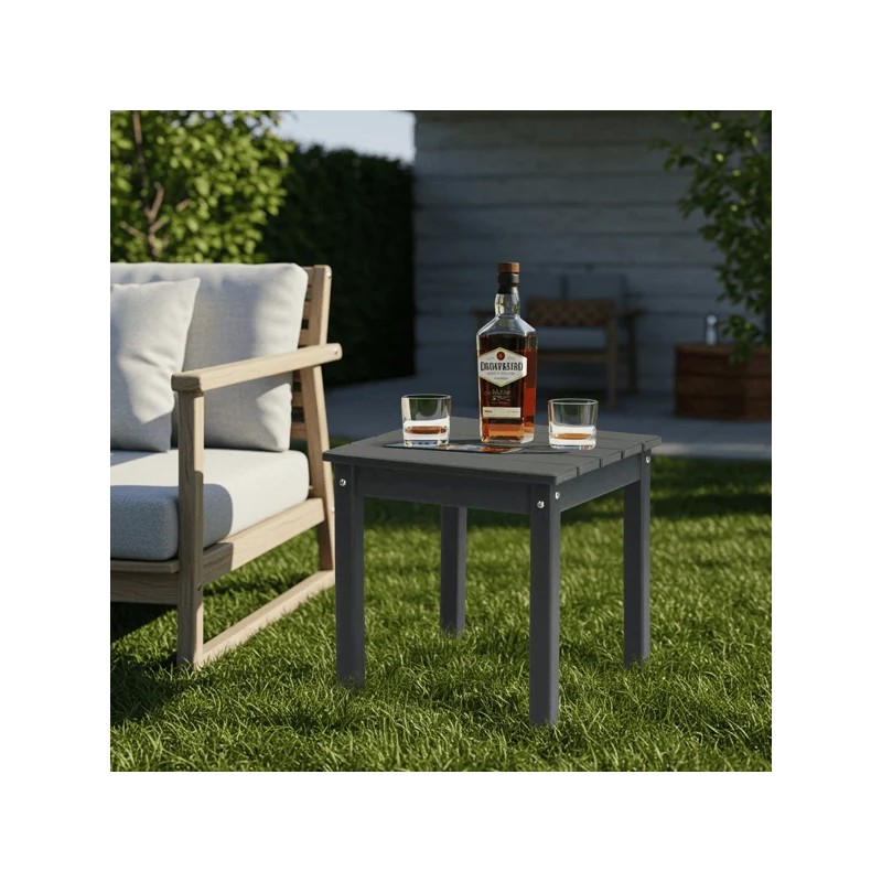Dark Grey Square HDPE Adirondack Side Table Weather Resistant Small