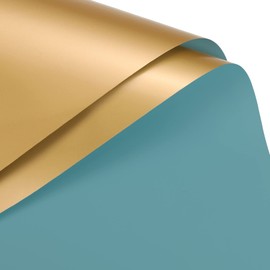 sourcing map 10 Pcs Double Sided Color Flower Wrapping Paper Grey Blue+Gold 22.8"x22.8" Waterproof for Florist Bouquet Supplies, DIY Crafts, Gift Box Packaging