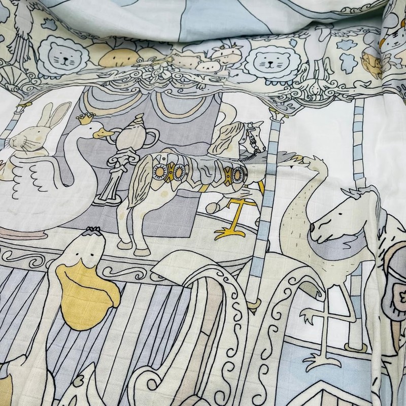 HGHG New Carousel Swaddles Soft Baby Muslin Swaddle Blanket (Carousel