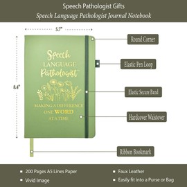 Speech Pathology Gifts Women, SLP Gift Journal Sage Green 200 Pages Notebook A5 Lined with Pen, Speech Therapy Gifts, SLP Appreciation Gift for Speech Language Pathologist Birthday Retirement Holiday
