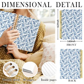 Nipil Cavalier King Charles Spaniel Chinoiserie Floral Notebook Journal, King Charles Cavalier Gifts Notebooks for Note Taking, Blue Floral Dog Hardcover Spiral Notebook Journal, 5.5x8.3 Inch