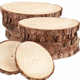 NINGWAAN 12 PCS 6-7 Inch Natural Wood Slices, Round Unfinished Wooden Circle Wood Discs for DIY Crafts, Rustic Wedding Decoration, Ornaments
