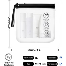 TSA Approved Clear Travel Toiletry Bag 2 Pack-H HOME-MART Airport Security Liquid Bag 20 x 20cm,Travel Accessories Makeup Essentials Luggage Clear TSA Approved Travel Toiletry Bag for Men Women