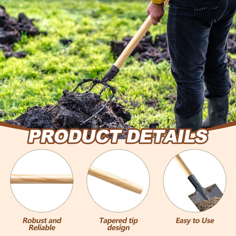 Menkxi 4 Pcs Wooden Shovel Handle Replacement for Long Handle