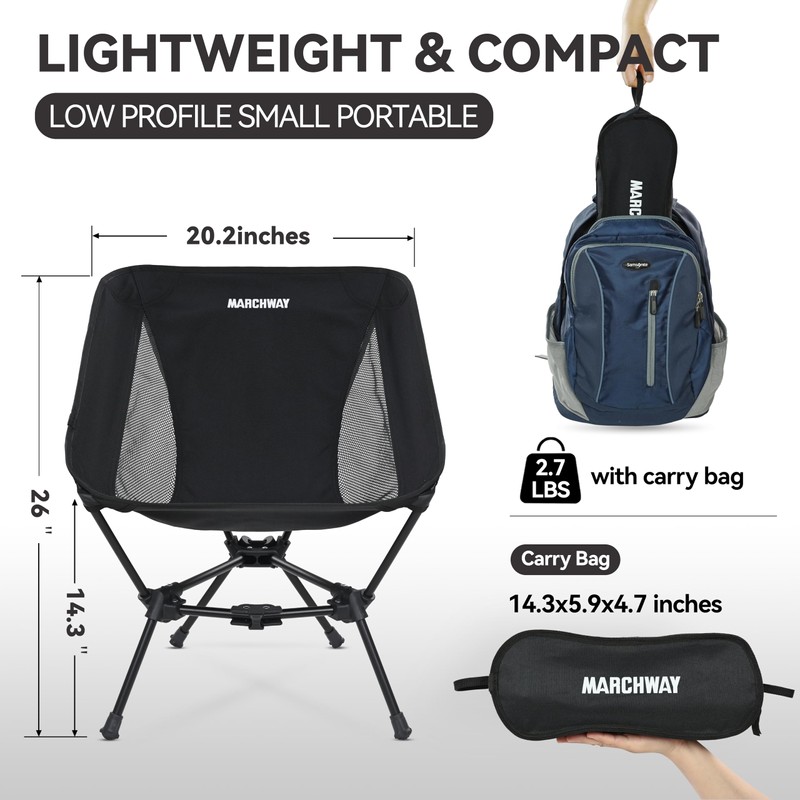 MARCHWAY Lightweight Folding Camping Chair, Portable Foldable Compact for Outdoor