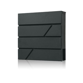 Ydocabinit Mailbox Wall Mount,Large Capacity Locking Mailbox for Outside,Galvanized Steel Cover and Rust-Proof Metal Post Box with Newspaper Holder,14.6"x14.6"x4.3" Grey,MD025G