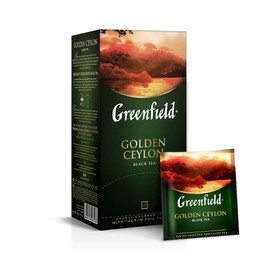 Greenfield Golden Ceylon Сlassic Collection Black Tea Finely Selected Speciality Tea 25 Double Chamber Teabags With Tags in Foil Sachets